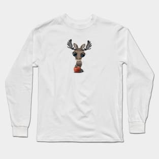 Cute Baby Moose Playing With Basketball Long Sleeve T-Shirt